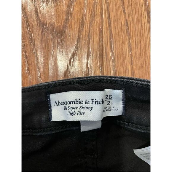 Abercrombie and Fitch the super skinny high rise black wash jeans 26 - Picture 8 of 11